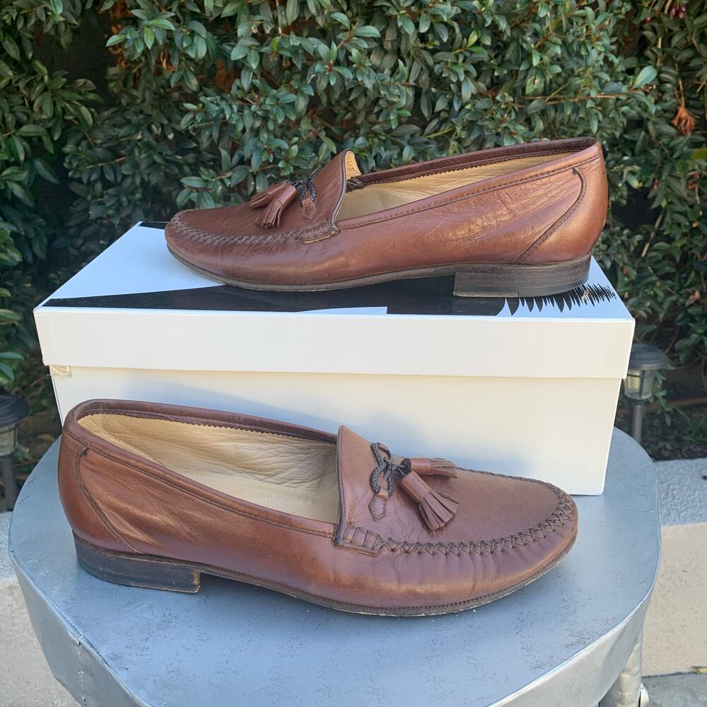 Moreschi Italian Brown Leather Tassel Loafers Italian Vintage Men’s 9
